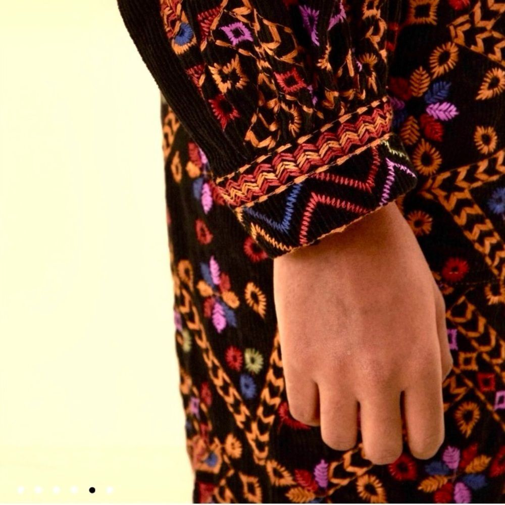 NEW RARE FARM Rio Embroidered Long Sleeve Jumpsuit Corduroy Floral Black $495 XL - Picture 5 of 16